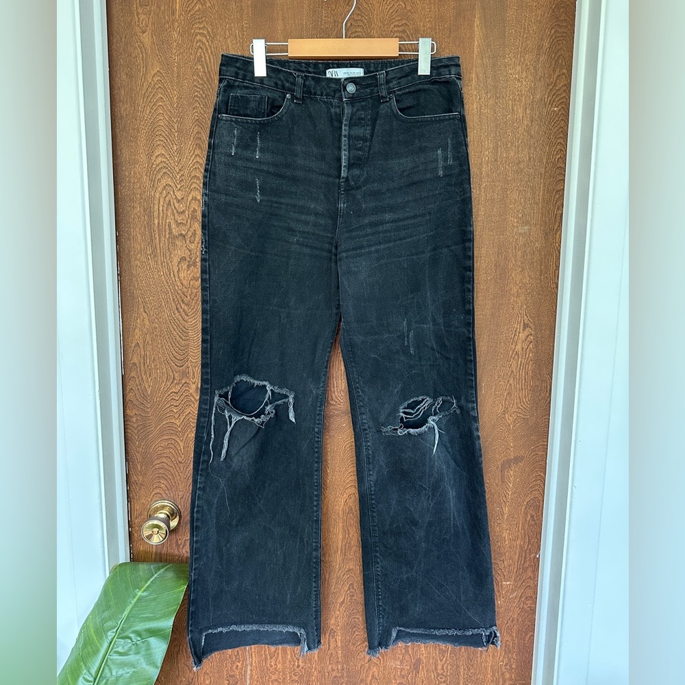 Zara Straight Leg Distressed Denim